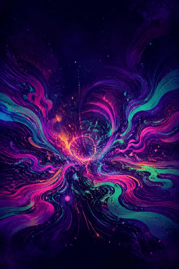 Abstract magenta, mint, and violet concert light waves